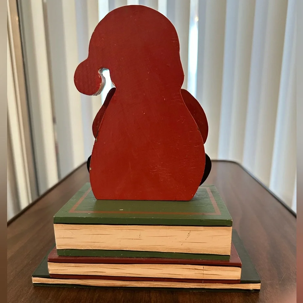 VTG🎅Santa Claus Holiday Decoration Sitting on Top of 📚Books - Picture 2 of 9